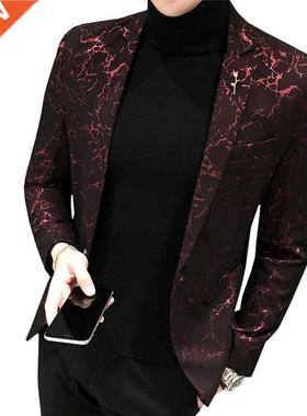 Luxury Party Prom Blazer Autumn Men Shinny Yarn Wine Red Blu