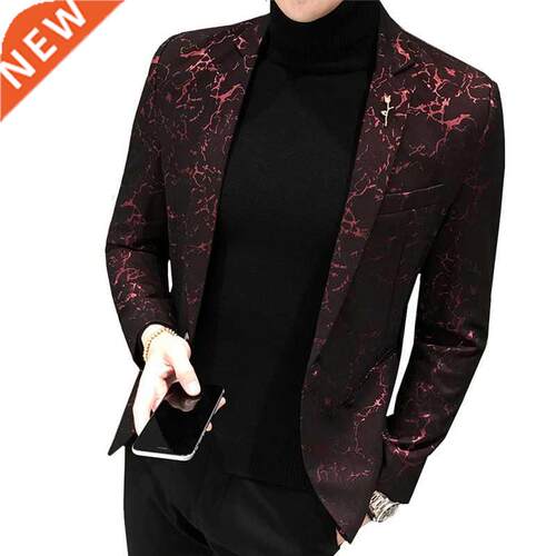 Luxury Party Prom Blazer Autumn Men Shinny Yarn Wine Red Blu