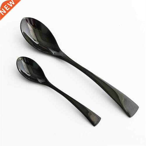 24Pcs 18/10 Stainless Steel Dinnerware Set Black Dinner Sil
