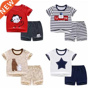 Summer Boys Clothes Suit Baby Girl Outfits 100% Cotton Top+