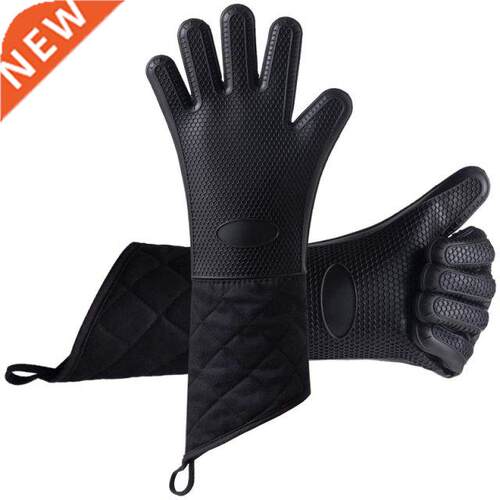 1 Pair Oven Gloves, Heat Resistant Silicone BBQ Gloves Extra