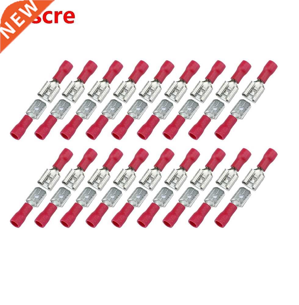 100pcs FDD 1.25-250 MDD1.25-250 6.3mm Red Female + Male Spad