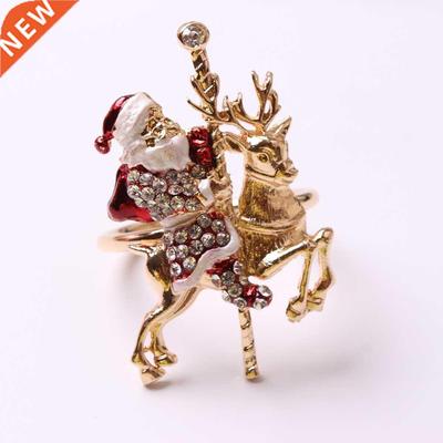 6pcs Christmas reindeer napkin buckle upscale restaurant