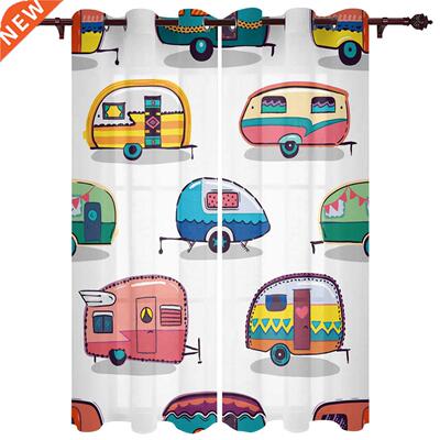 Cute Cartoon Car Window Curtains for Bedroom Christmas