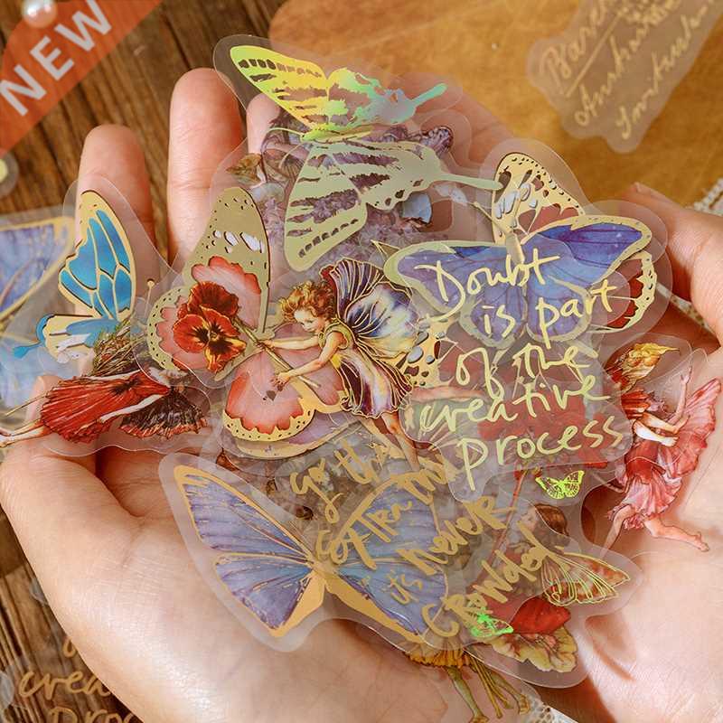30 pcs Bronzing Decorative Stickers aesthetic Butterfly Adhe