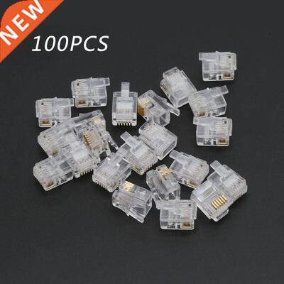 100pcs RJ12 6P6C Modular Cable Head Telephone Connectors Cry