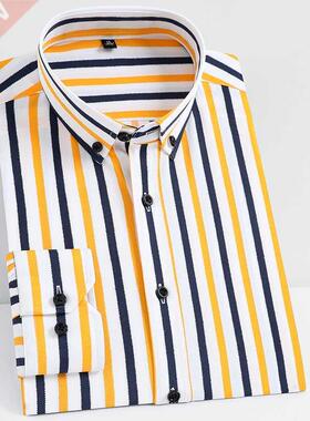 Men's Fashion Non-iron Stretch Soft Casual Striped Shirts Po