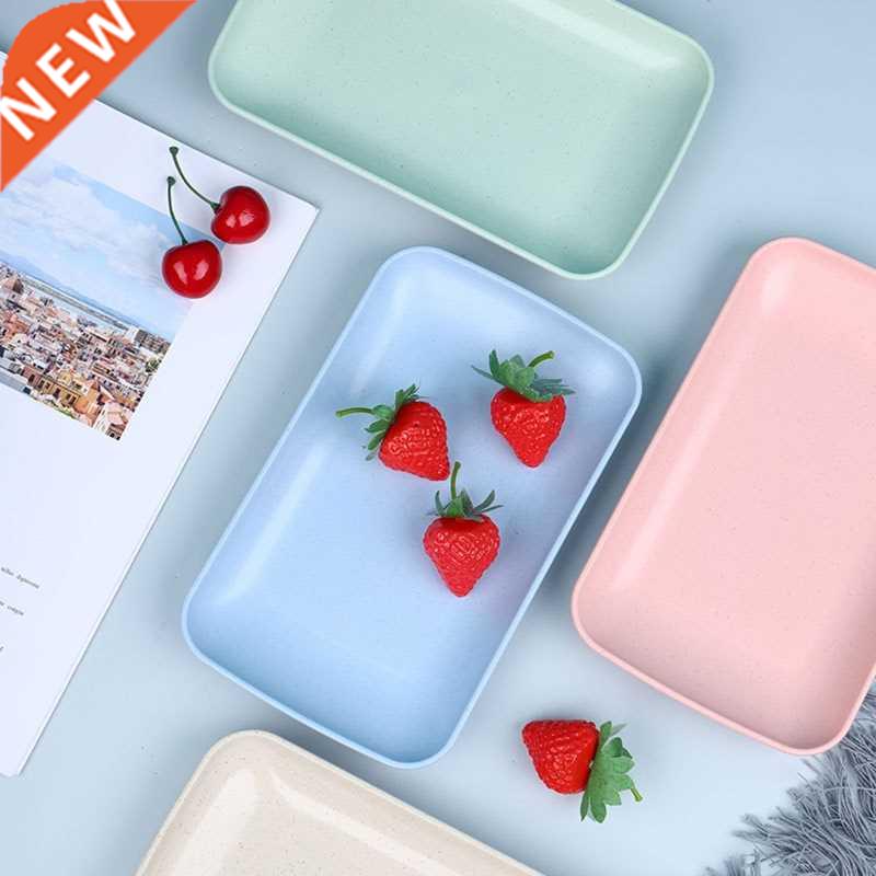 Rectangular Platter Wheat Straw Dinner Plate Tea Cup Saucer