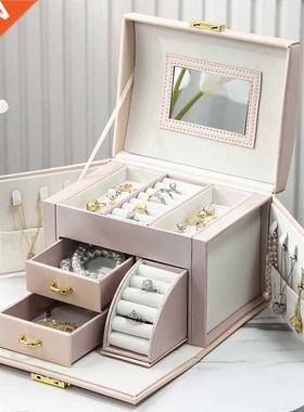 Casegrace Large Jewelry Box Organizer Girls PU Leather Drawe