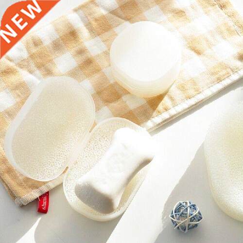 Portable Travel Soap Box With Lid White Transparent Sponge
