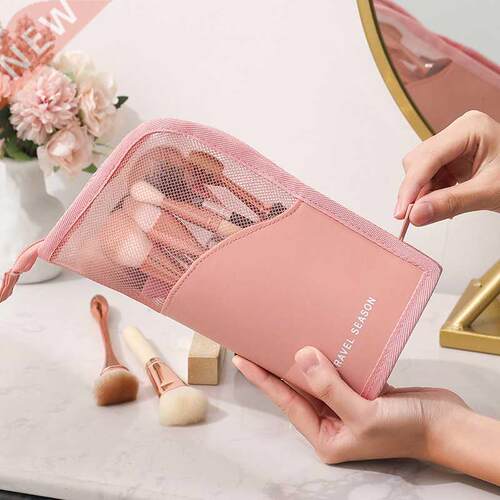 Cosmetic Bag Portable Make Up Case For Travel Pink Storage B