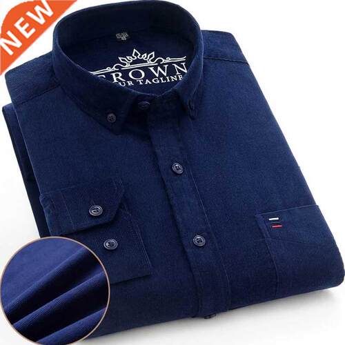 100% Cotton Plus Size 7XL Corduroy Shirt Mens Casual Long Sl