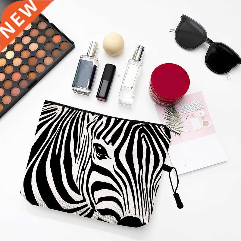 Water Resistant Makeup Bag Zebra Stripe Brown Pink Leopard P