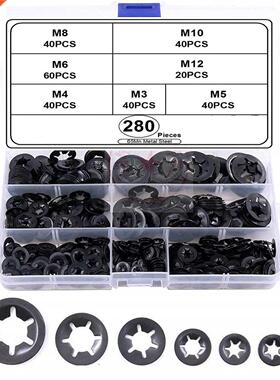 280Pcs7 Sizes Quicklock Starlock Push Nut Star Lock Washer A