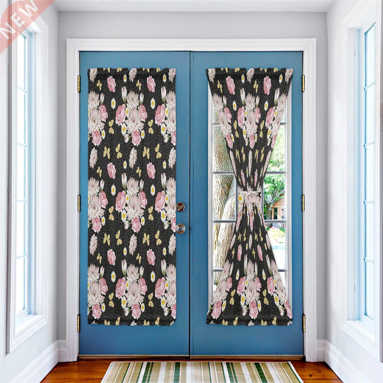 Butterfly And Flower Dots Chic Rose Door Curtain for
