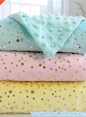 2 layers Plushed Dot Coral Fleece Bronzing Golden Stars Moon