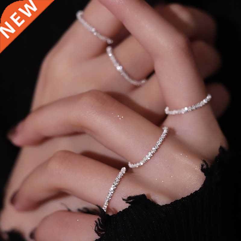 New rend Gorgeous Silver Cor Sparkling Ring Simple Style V