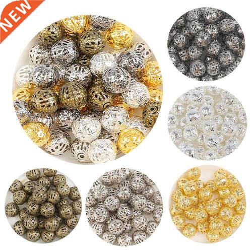 4/6/8/10/12mm Gd/Rhodium/Bronze Hlow Ball Flower Metal B