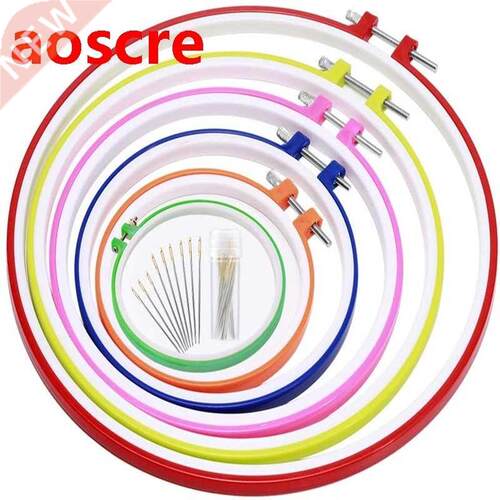 6 Pcs Plastic Embroidery Hoop Ring DIY Needlecraft Cross St