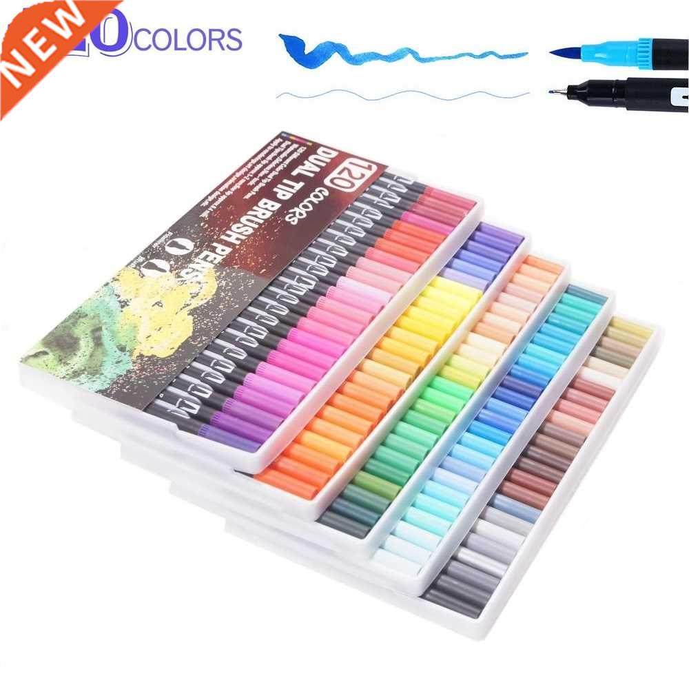 120 Cors Brush Pen Art Markers Watercor Fine Liner Dual图片