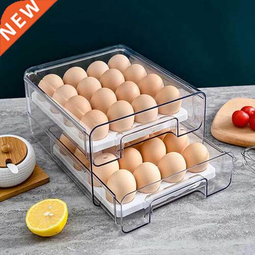 Egg Holder for Refrigerator with Removable Tray 32 Grid 2-La