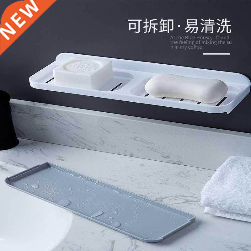 Creative large wall-mounted double drawer soap box with no h