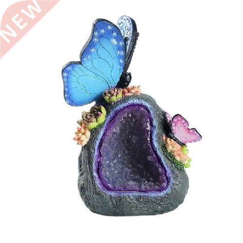 Butterfly Statues Resin Landscape Solar Light Garden Art
