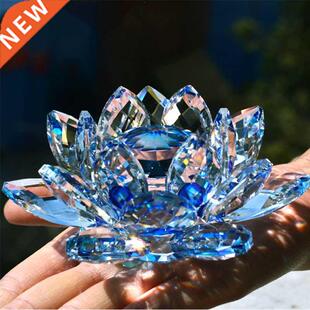 80mm Quartz Crystal Lotus Flower Crafts Glass Paperweight F