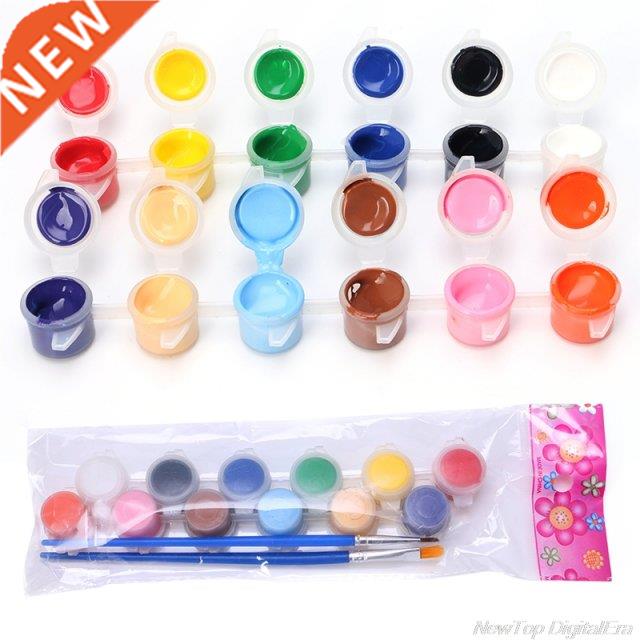 12 Colors 2 Paint Brushes Paints Set Oil Painting Watercolor