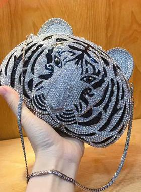 Fashion tiger gold Crystal day Clutches Evening Bags Women P