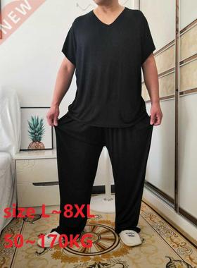 Plus Size 8XL 170KG Men Pajamas Sets Autumn Modal Home Wear