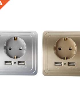 Silver/Gold 5V 2A Dual USB Wall Charger Adapter EU Plug Wall