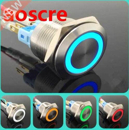 1pcs 22mm metal waterproof stainless steel ring lamp push bu