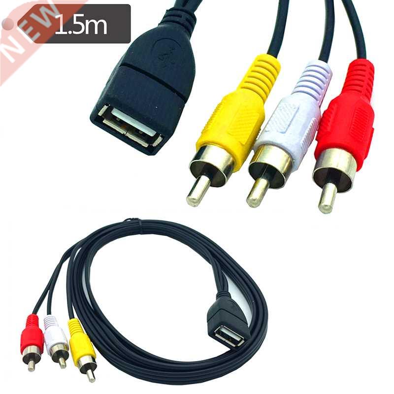 New 5 feet/1.5m USB 2.0 Female to 3 RCA Male Video A/V Prac