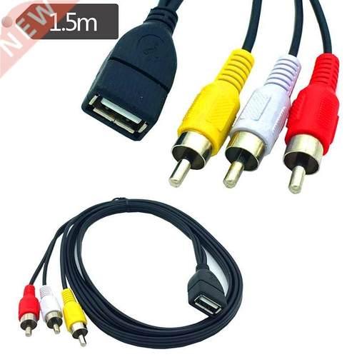 New 5 feet/1.5m USB 2.0 Female to 3 RCA Male Video A/V Prac