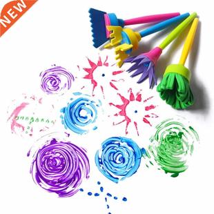 4 Pcs DIY Flower Graffiti Sponge Art Supplies Brushes Seal