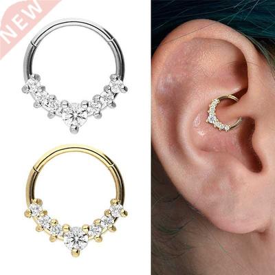 316L Surgical Steel Segment Nose Ring Zircon Septum Clicker