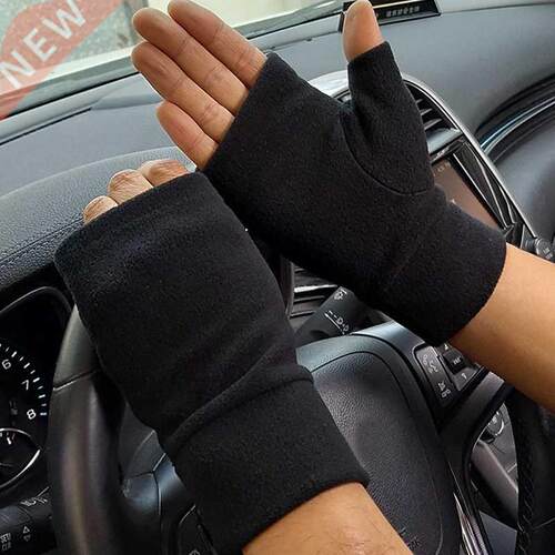 Winter Unisex Half Finger Running Gloves Man Women Fleece To
