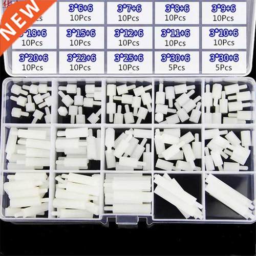 M3NH15 140pcs M3 Nylon Hex Screw Black/White Female to Male