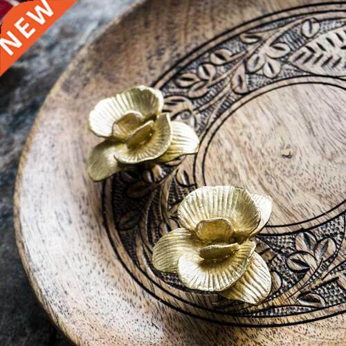American European Retro Brass Small Butterfly Orchid Handle
