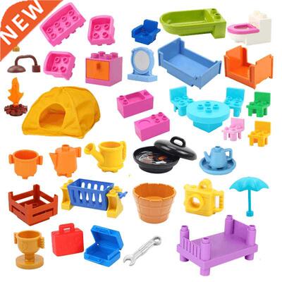 Big Building Blocks Doll House Bed Cabinet Table and Chairs