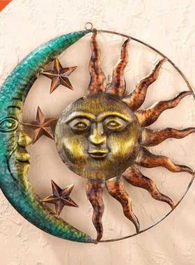 Wrought Iron Sun Moon Metal t Hanging Pendant Background