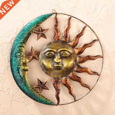 Wrought Iron Sun Moon Metal t Hanging Pendant Background
