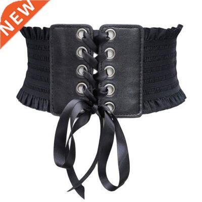 Women Ladies Soft PU Leather Wrap Around Tie Corset Cinch Wa