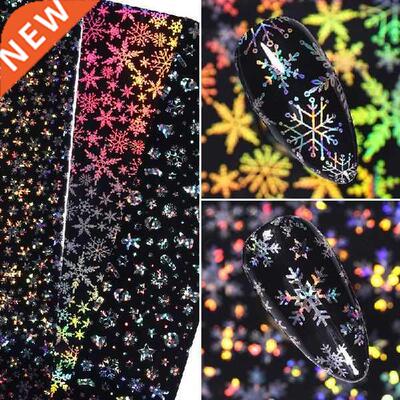 10pcs/pack Christmas Silver Snowflakes Nail Art Foil
