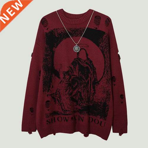 Sreetwear Destroyed Hole Knitted Sweaters Mens Hip Hop Haraj