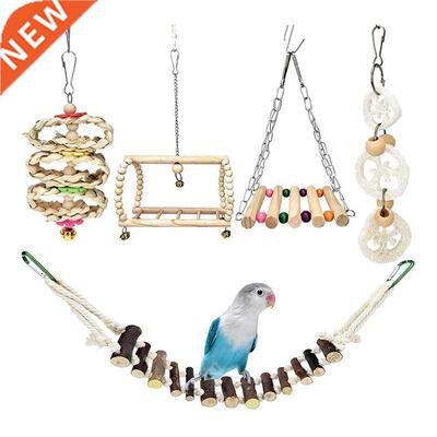 Bird Parrot Toys 5Pcs,Wood Ladder Chewing Cockatiel Toys,for