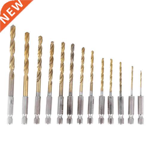 13pcs/set HSS Twist Drill Bits Titanium Coated Hex Shank