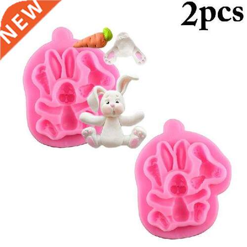 2pcs Rabbit Easter Bunny Silicone Mold Cupcake Fondant Cake