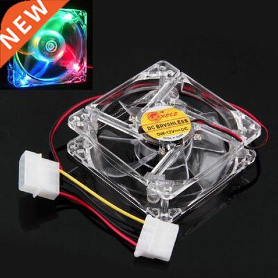 Colorful Quad 4-led Light Neon Clear 80mm Pc Computer Case